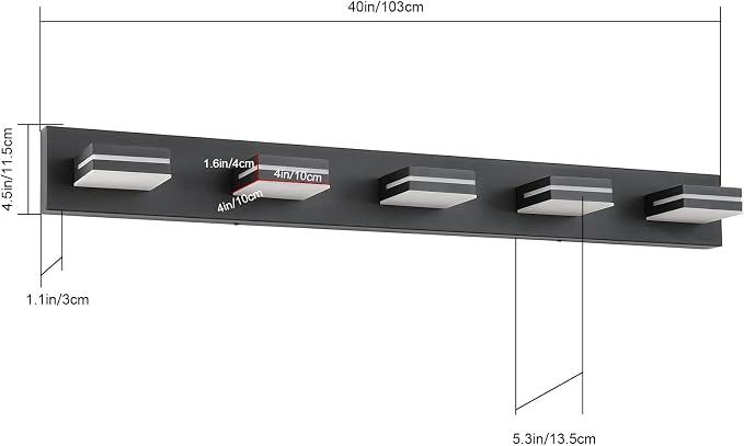 SineRise LED Modern Bathroom Vanity Light Fixtures, Matte Black Modern Acrylic - Image 7