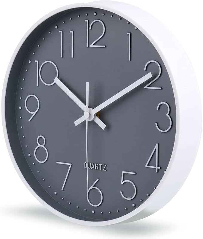 jomparis 10 Inch Gray Wall Clock Battery Operated Silent & Non-Ticking Wall - Image 8