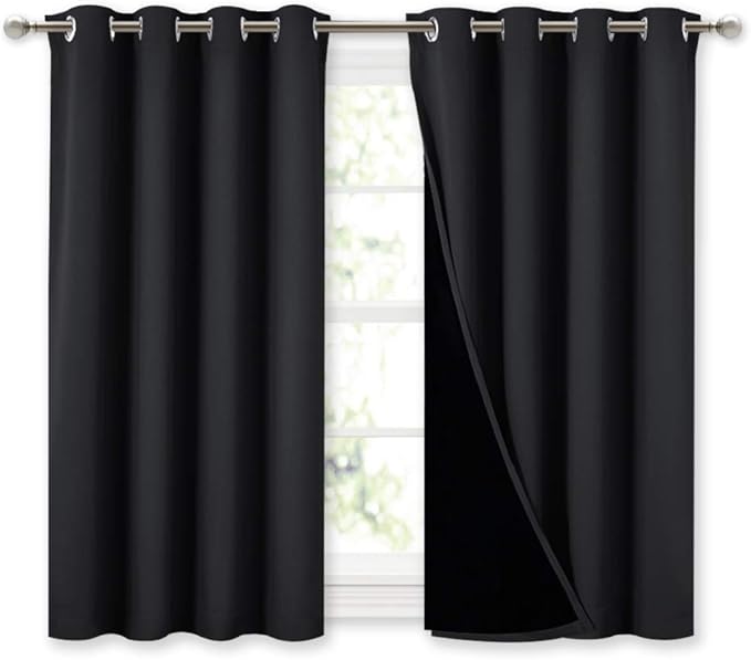 NICETOWN 100% Blackout Curtains 45 inches Length, 2 Thick Layers Completely by NICETOWN
