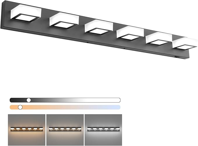 Ralbay Black Bathroom Lights Fixtures Dimmable 5 Color Temperature Black by RalbayLighting