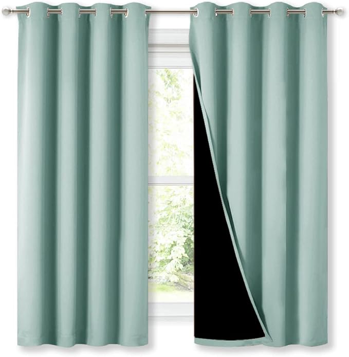NICETOWN Aqua Blue 100% Blackout Lined Curtains, 2 Thick Layers Completely by NICETOWN
