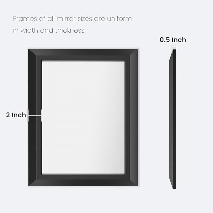 Amorho Black Bathroom Mirror, 40X32 Inch Thick Metal Framed Wall Mirrors - Image 7