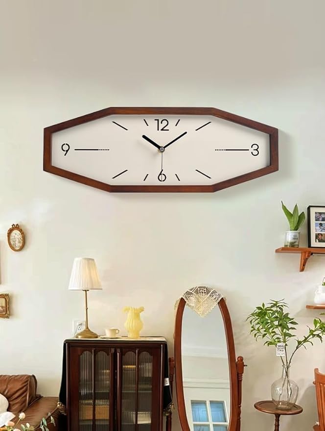 DaguyS Wooden Retro Wall Clocks, 18 Inches Square Clocks Rectangular Wall Clock - Image 5