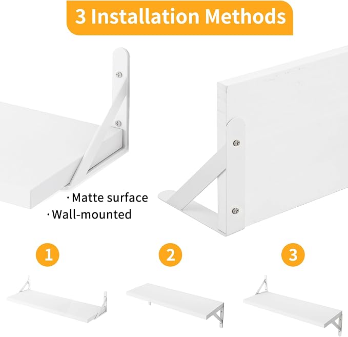 YGEOMER Floating Shelves for Wall, Different Sizes White Wall Shelves for - Image 4
