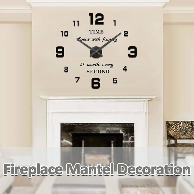 Mintime Modern Frameless DIY Wall Clock Large 3D Wall Watch Mirror Numbers - Image 8