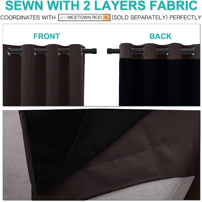 NICETOWN 100% Blackout Window Curtain Panels, Full Light Blocking Drapes - Image 5