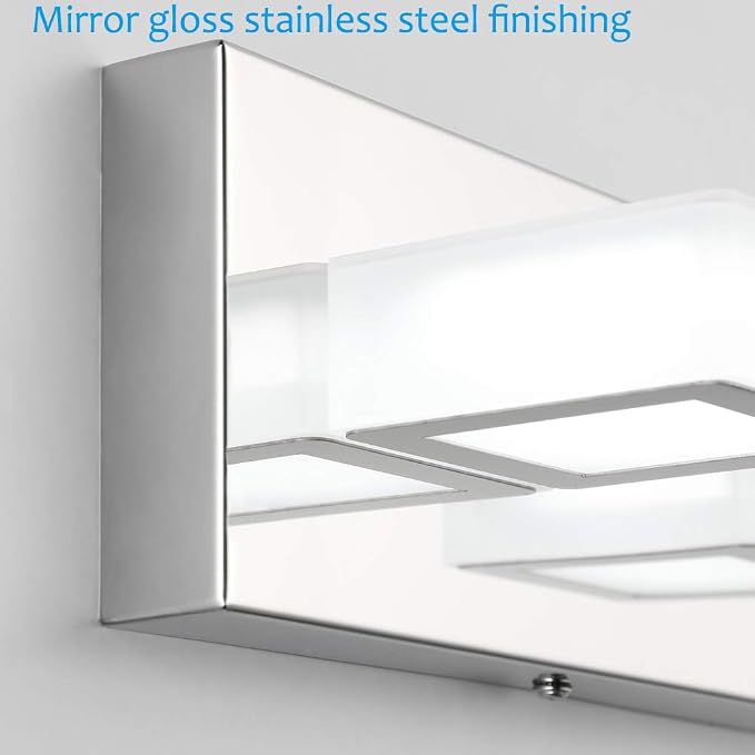 Ralbay Modern LED Chrome Vanity Light Acrylic Stainless Steel - Image 7