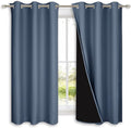 NICETOWN 100% Blackout Curtains Thermal, Stone Blue, 1 Pair, W37 x L60 by NICETOWN
