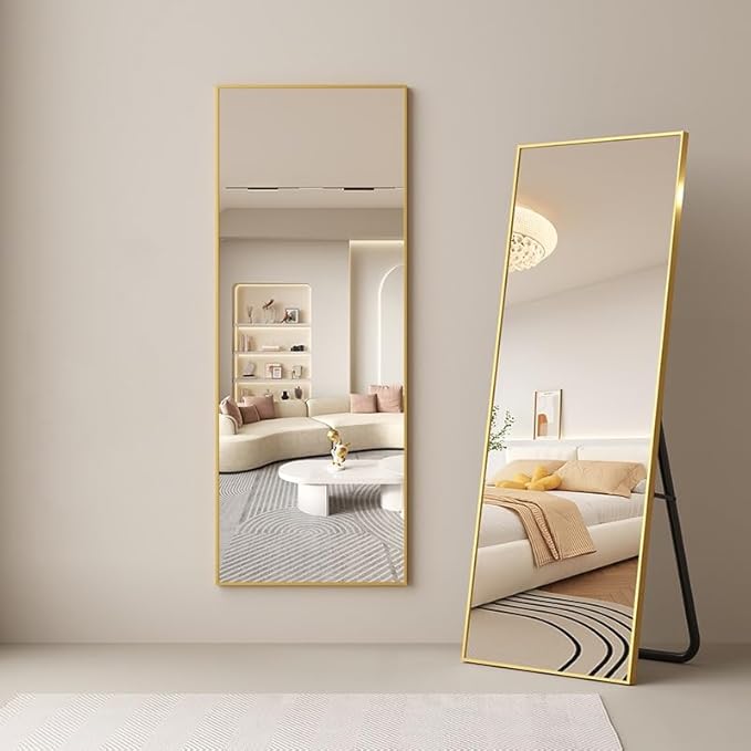 Dewfig Full Length Mirror with Stand, Full Body Mirrors, Hanging or Wall by YourSpacePerfectlyReflected