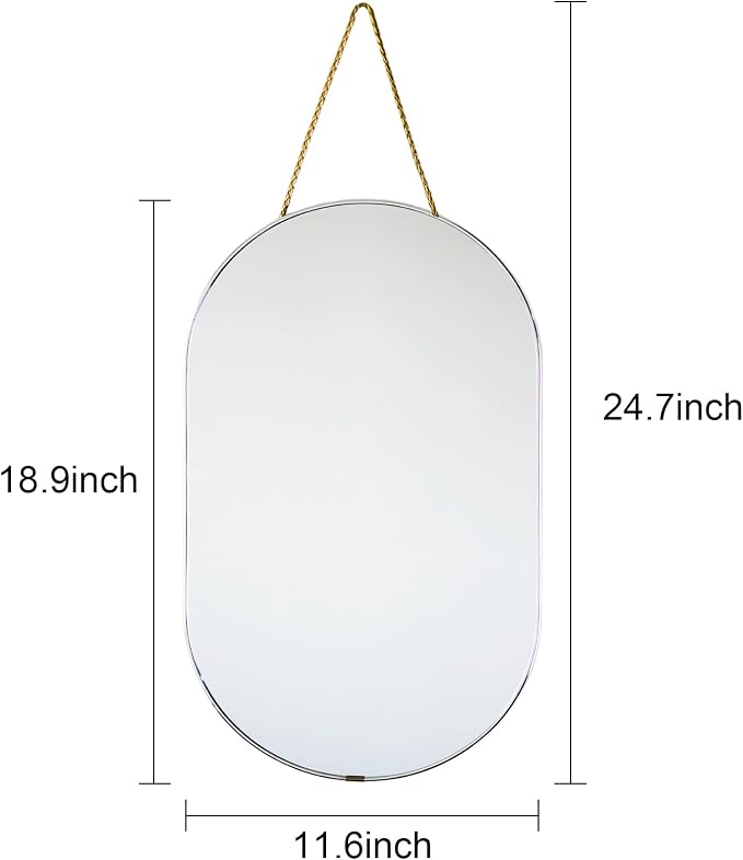Oval Mirror with Lanyard, High Definition Bathroom Mirror - Image 2