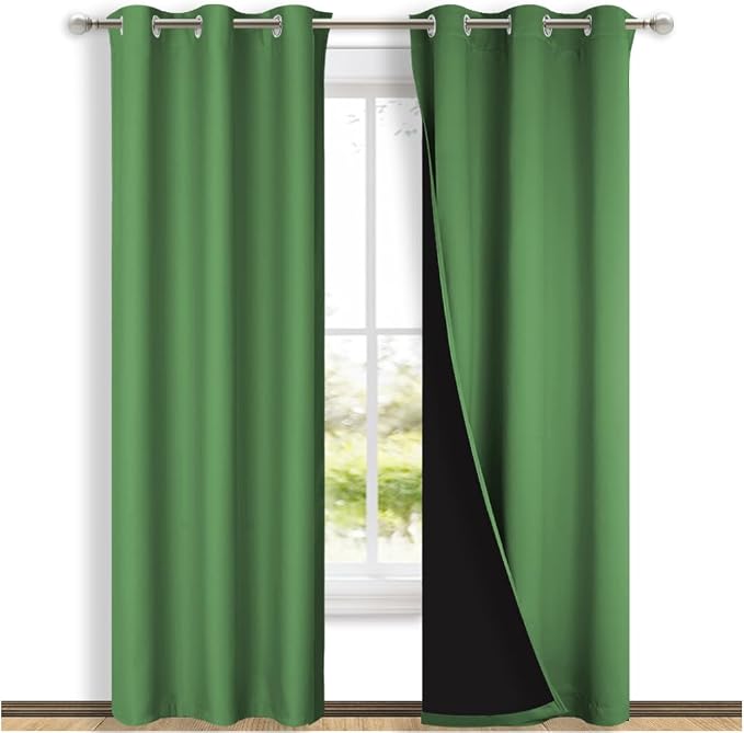 NICETOWN Blackout Curtains 80 inches Long, 2 Pieces, Forest Green, Full Light by NICETOWN