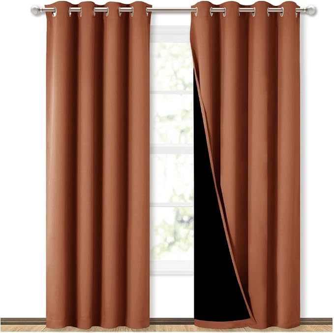 NICETOWN Burnt Orange 100% Blackout Window Curtain Panels, Heat and Cold by NICETOWN