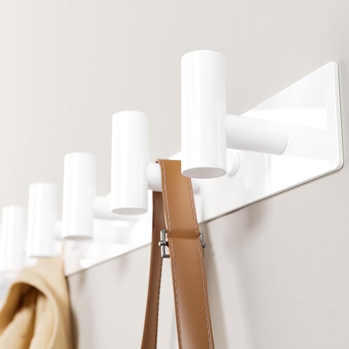 GWAAZXGZ White Wall Mounted Coat Rack – 5 T-Shaped Pegs by GWAAZXGZ