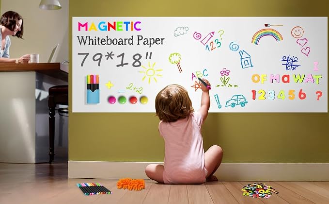 Magnetic Whiteboard Contact Paper 79"x18" Adhesive Magnetic Dry Erase White - Image 5