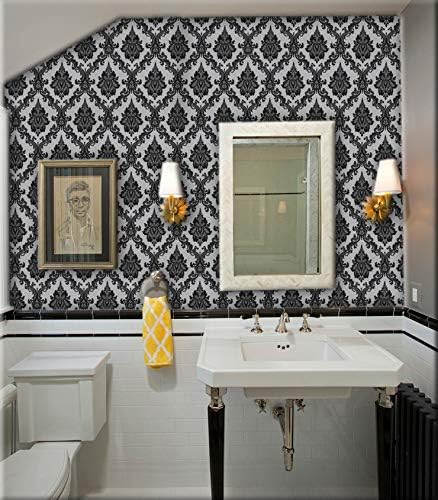17.7" x118" Peel and Stick Wallpaper Black Wall Paper - Image 7