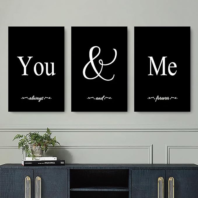 GUBIYU Set of 3 Framed Farmhouse You and Me Wall Art - Image 3