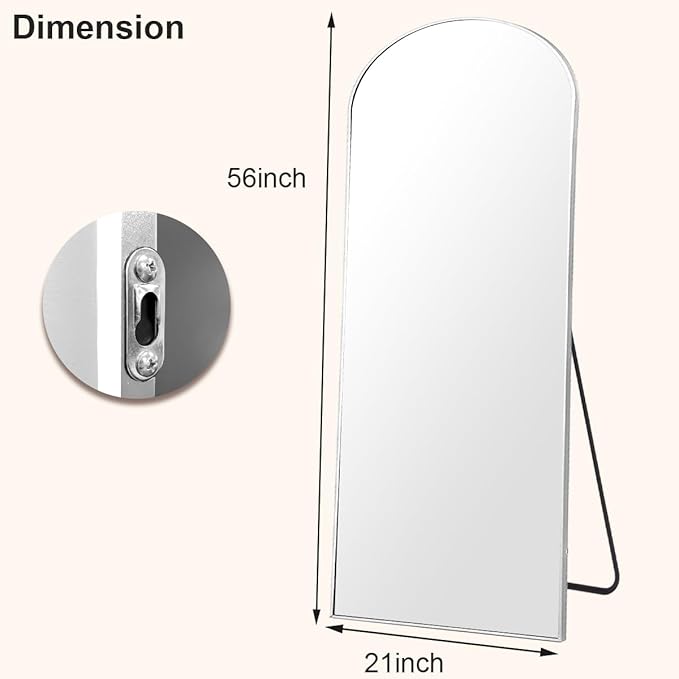 HARRITPURE 56"x21" Arched Full Length Mirror Free Standing Floor Mirrors - Image 5