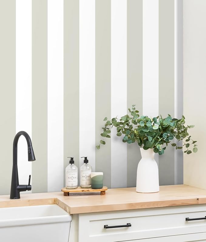 Guvana 17.7"x394" Striped Wallpaper Brown Peel and Stick Wallpaper Brown and by Guvana