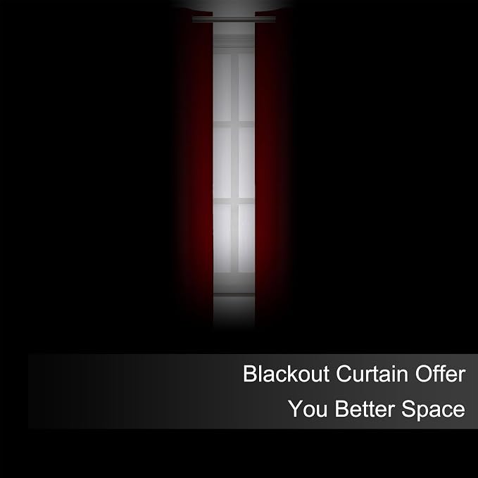 LEMOMO Blackout Curtains 66 x 72 Inch Long Red Curtains Set of 2 Panels Room - Image 3