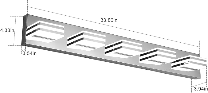 LED Vanity Lighting 30W Lights for Mirror 5 Light Bath Wall Lamps 34 Inch - Image 9