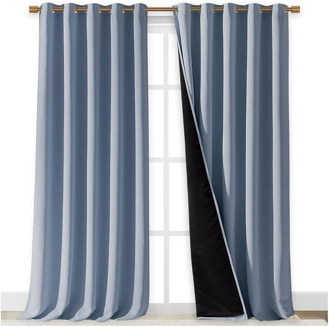 NICETOWN Full Shading Curtains for Windows, Vintage Blue, 70 inches W x 95 - Image 2