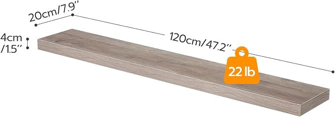 HOOBRO Floating Shelves for Wall, Wall Mounted Shelf Set of 2, 47.2" Hanging - Image 3