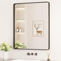 Keonjinn Black Bathroom Mirror, 30 x 36 Inch Rounded Rectangle Sandblasted by Keonjinn