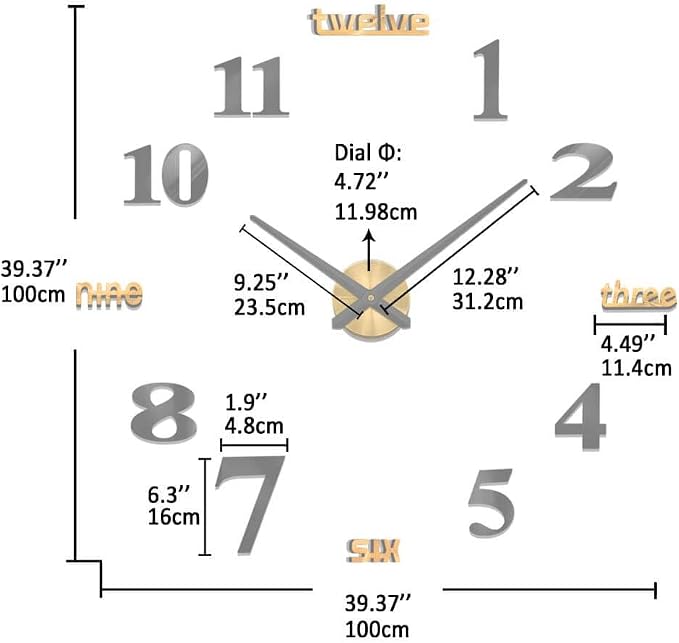 VANGOLD Giant Wall Clock for Living Room Decor, Decorative Wall Clocks Battery - Image 3