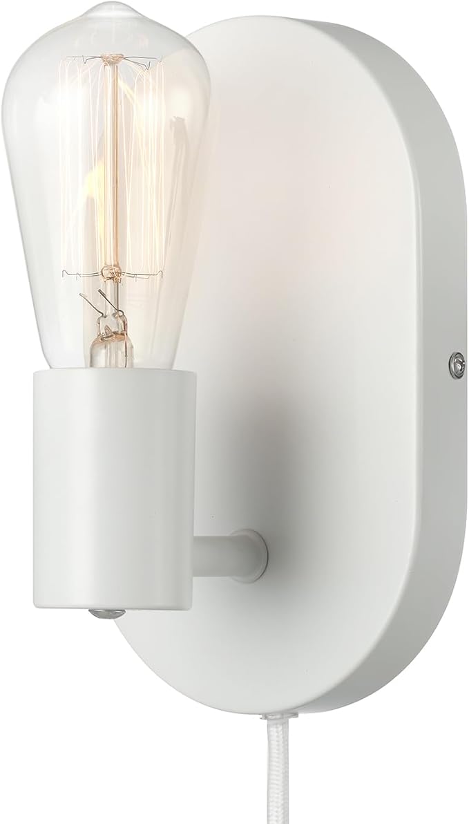 Globe Electric 65000134 1-Light Plug-in or Hardwire Wall Sconce, Matte White by GlobeElectric