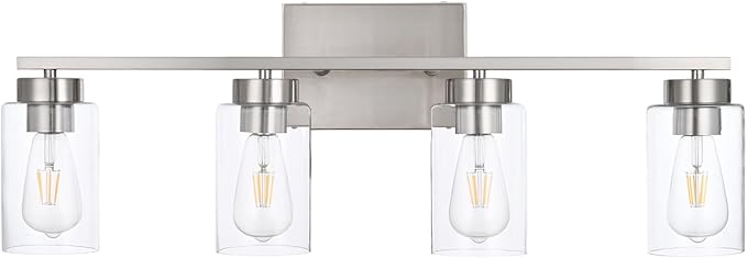 4 Light Bathroom Vanity Light Fixtures, Brush Nickel Modern Wall Lights - Image 2