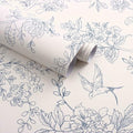 Froluya Cream White and Blue Floral Wallpaper Peel and Stick Wallpaper by Froluya