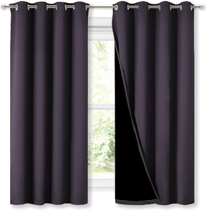 NICETOWN 100% Blackout Curtains 45" Long, 1 Pair, 2 Thick Layers Completely - Image 2