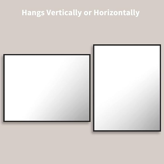LOAAO 28"X36" Black Rectangle Bathroom Mirror Wall, Matte Black Aluminum Alloy - Image 4