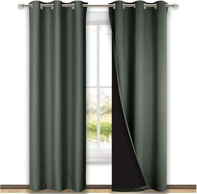 NICETOWN Dark Mallard Blackout Curtains 84 inches Long, Full Light Blocking by NICETOWN
