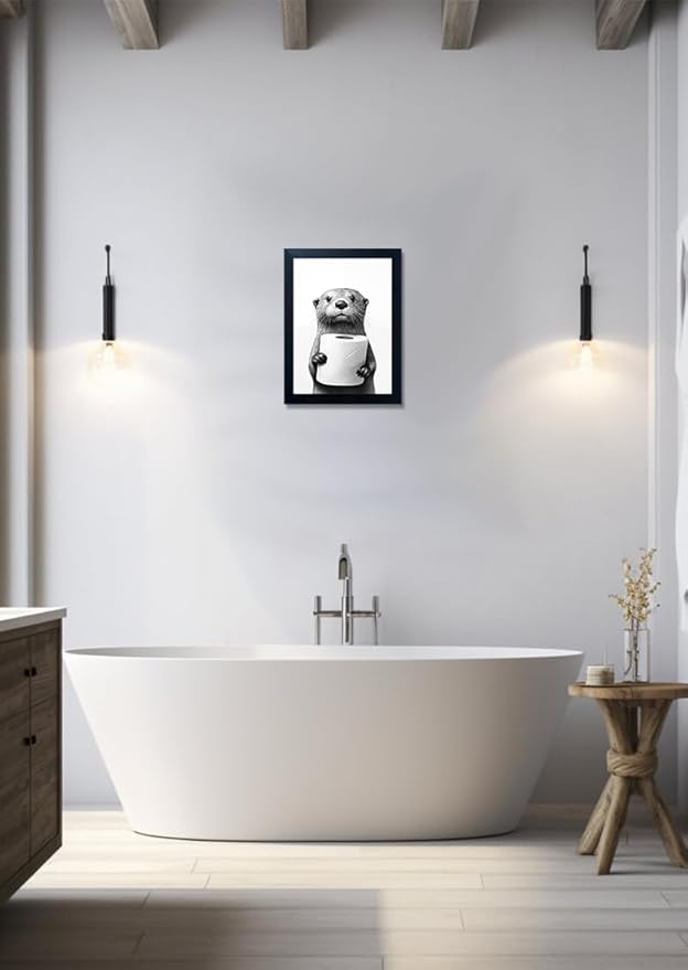 Bathroom Picture Wall Decor, Framed Black and White Bathroom Wall Art, Toilet - Image 6