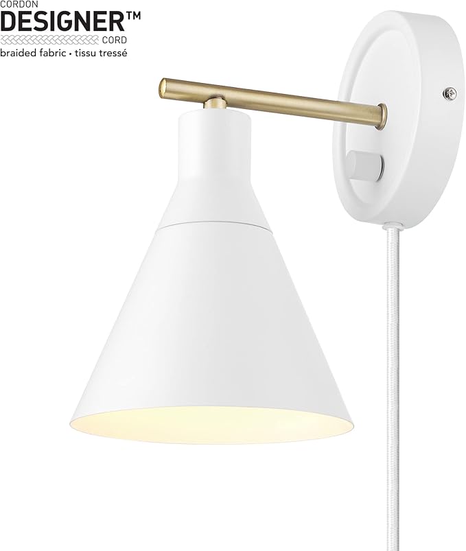Globe Electric 65542 1-Light Plug-in or Hardwire Wall Sconce, Matte White - Image 11