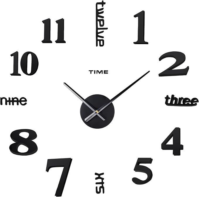 AILILIFE 20-28 Inch DIY Wall Clock 3D Frameless Silent Non-Ticking, Modern by AILILIFE