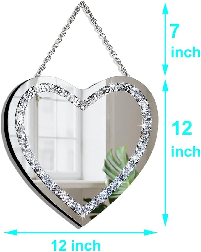 DMDFIRST Crystal Crush Diamond Heart Shaped Silver Mirror - Image 7