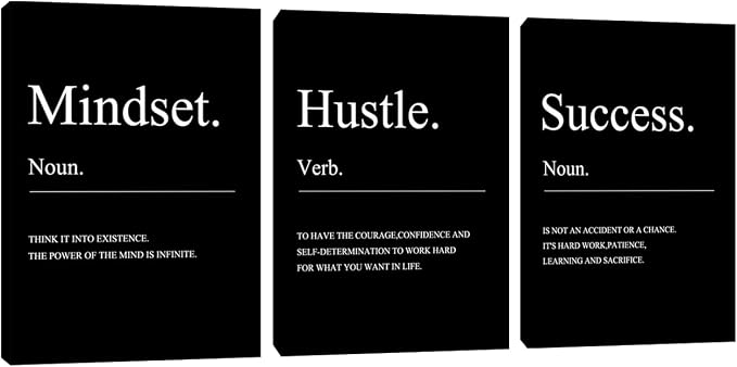 Large Motivational Office Wall Decor Mindset Canvas Wall Art Hustle Posters by Kuiluuye
