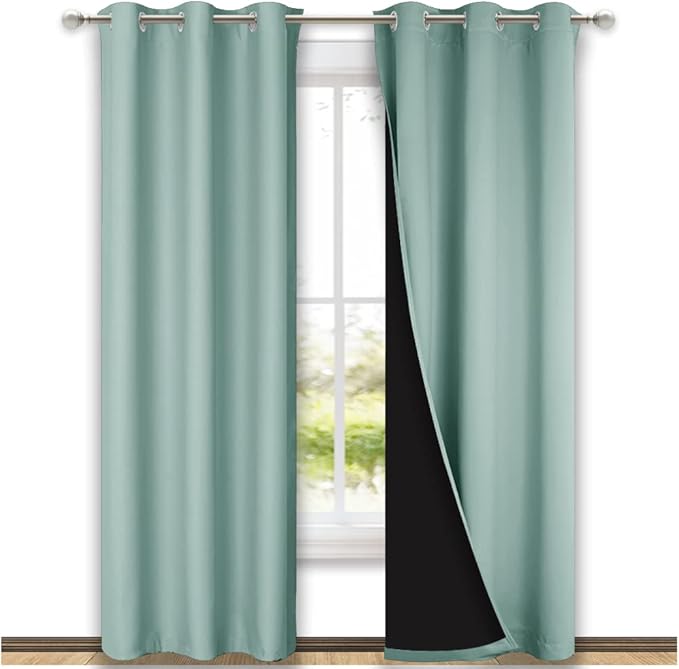 NICETOWN Aqua Blue Blackout Curtains 80 inches Long, Full Light Blocking Drapes by NICETOWN