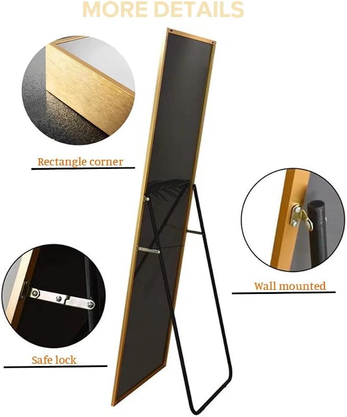Dewfig Full Length Mirror with Stand, Full Body Mirrors, Hanging or Wall - Image 6