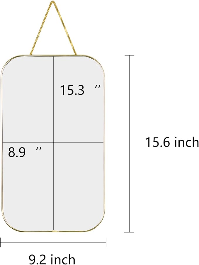 Gold Rectangular Wall Mirror, 15.6x9.2 Inch Modern Decorative Wall Mirror - Image 3