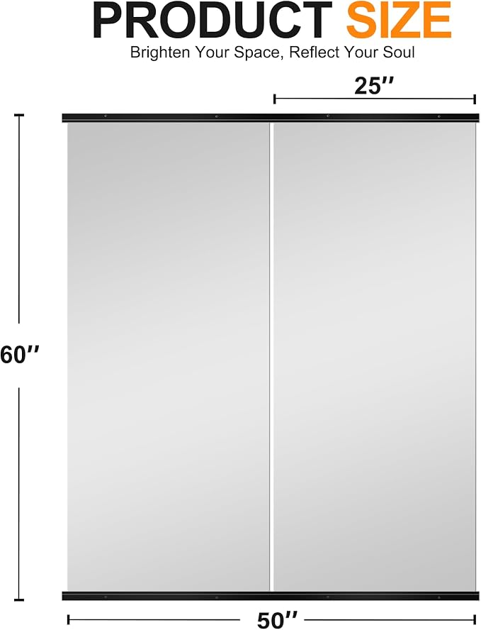 Delma Large Full Body Mirror for Yoga, Frameless Wall-Mounted Glass Panel 2PCS - Image 5