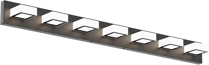 Ralbay 46" LED Matte Black Vanity Lights 7 Lights Acrylic Metal Black Modern by RalbayLighting