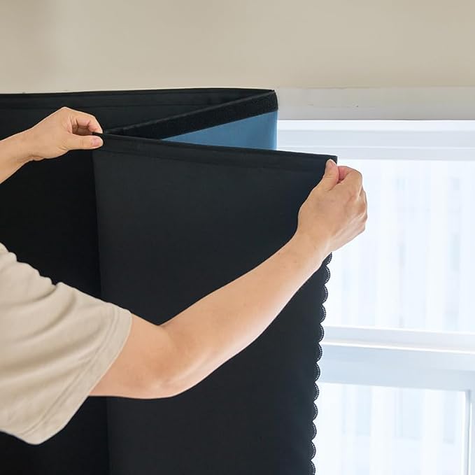 AJAZZ self Adhesive Portable 100% Blackout Curtains Simple and Easy to by AJAZZ