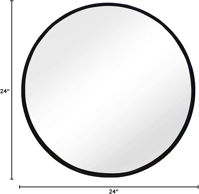 Sunniry Black Round Mirror, Round Mirror 24 inch, Wall Mounted Mirrors - Image 9