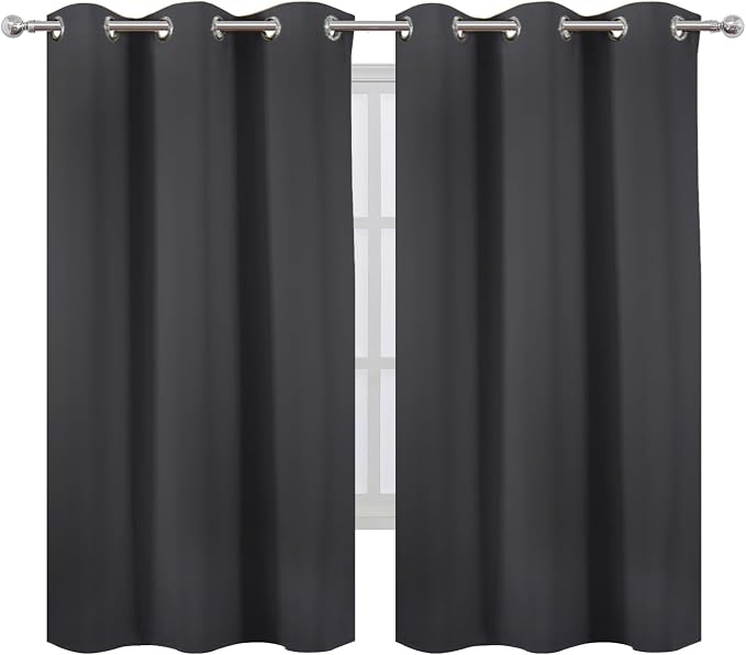 LEMOMO Dark Grey Thermal Blackout Curtains/38 x 63 Inch/Set of 2 Panels Room - Image 2
