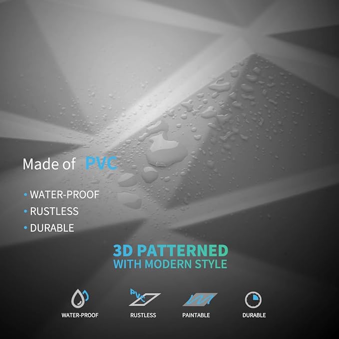 Art3d Decorative 3D Wall Panels in Diamond Design, 11.8"x11.8" Matt White - Image 5