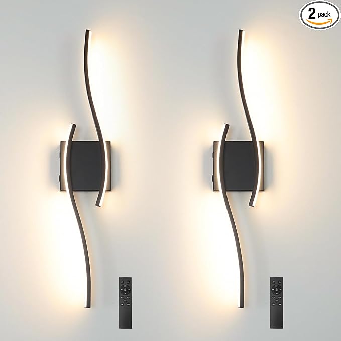 Daunton Modern Battery Operated Wall Sconce Set of 2, 3CCT Adjustable, Timer& by Daunton
