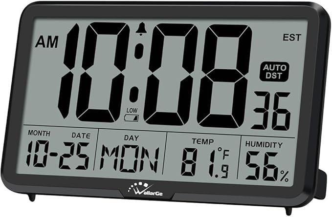 WallarGe Auto Set Digital Wall Clock Battery Operated, Desk Clocks by WallarGe